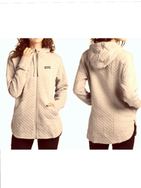 PATAGONIA Women's Cotton Quilt Hoodie Hethered Beige - Image 2