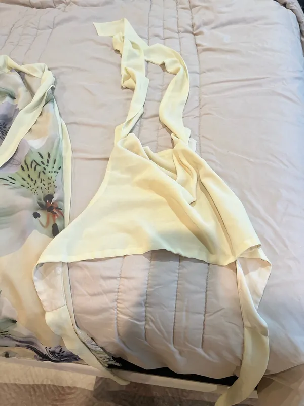 Light Yellow Halter Swim Top with Floral Sarong - Image 4