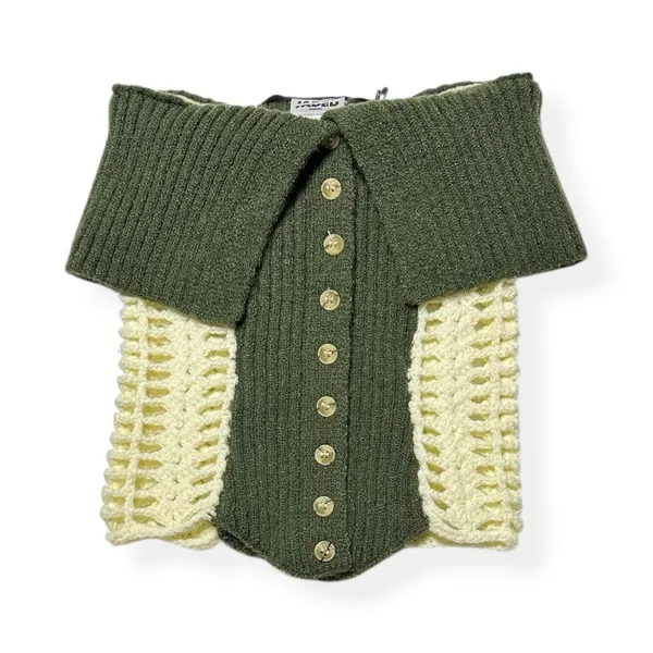 JADED LONDON Akio Knitted Corset Top, Olive, XS - Image 5