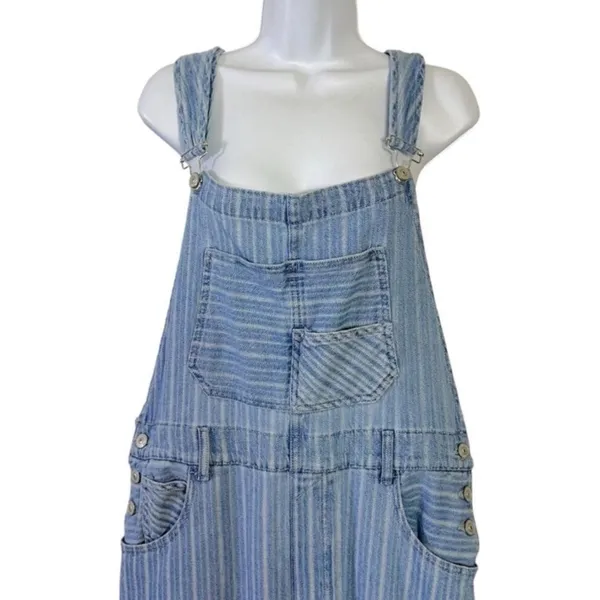 Free People XL Ziggy Striped Overalls in Beachcomber Railroad Bohemian Coastal - Image 9