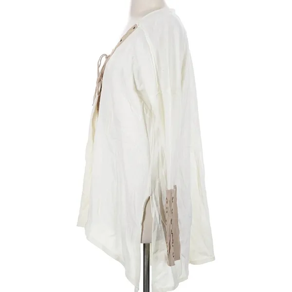 Free People Along For The Ride Tee Ivory Tan Grommet Lace Up Oversized Tunic Top - Image 7