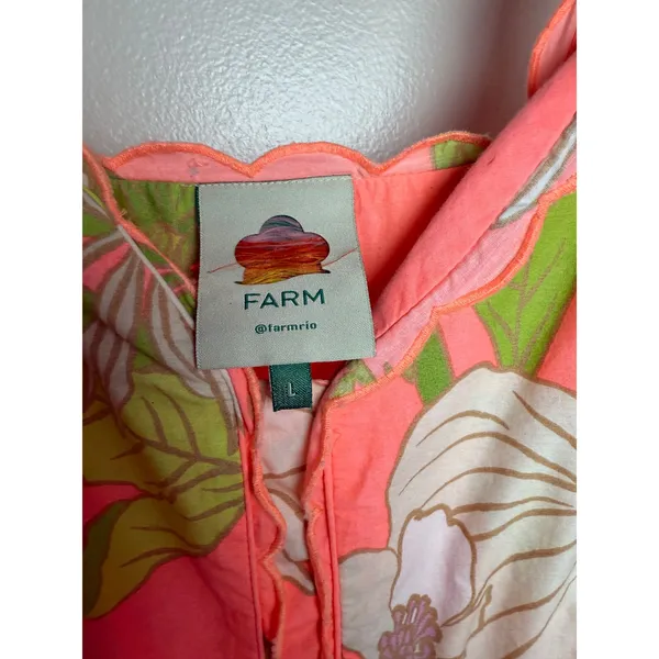 Farm Rio Neon Tiered Garden Midi Dress Sz. L - Image 6