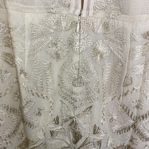 Free People Mini Boho Dress Women Size 0 Cream Embroidered Witch‎ Fairy Concert - Image 8