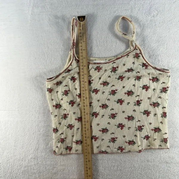 Vtg 90s Y2K Victoria Secret Sz S Cropped Tank Top‎ Babydoll Floral Waffle Knit - Image 8