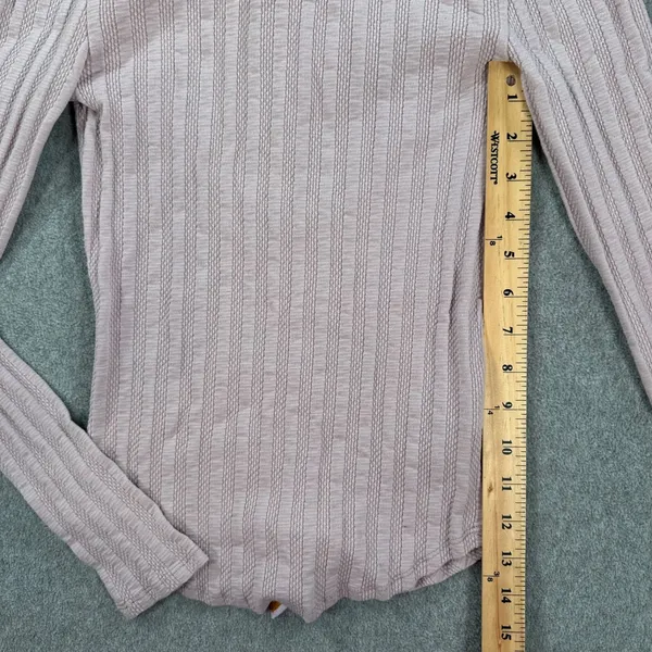 Free People Party in the Back Top Women's XS Purple Ribbed Long Sleeve Tie Back - Image 5