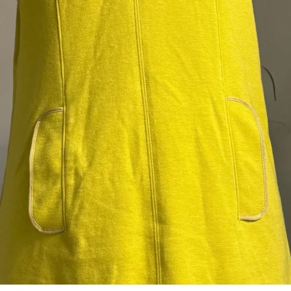 Boden Womens Chartreuse Yellow Shift Dress‎ Notch Neck Pockets US 4R - Image 5