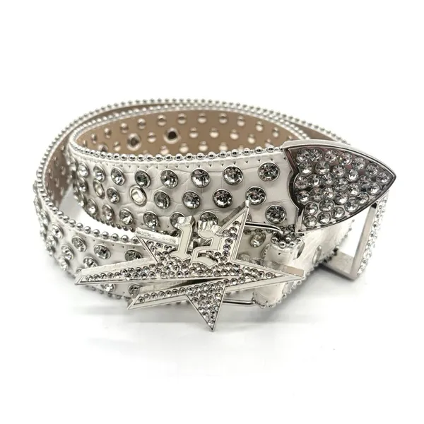 Lukamachain White Diamonds‎ Crocodile Iconic Star Belt UK Small Studded RV $78 - Image 2