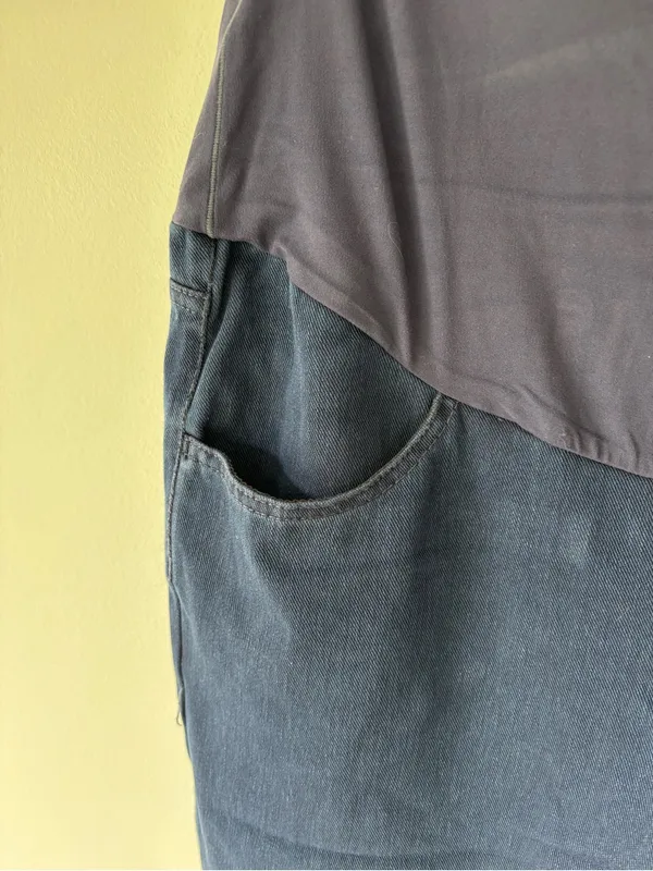 Halara Maternity Blue Stretchy Jean Jeggings Over Belly Panel - Image 4