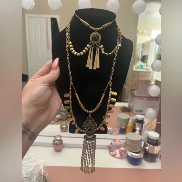 Free People Bring It Home Layered Necklace Gold, NWOT - Image 3