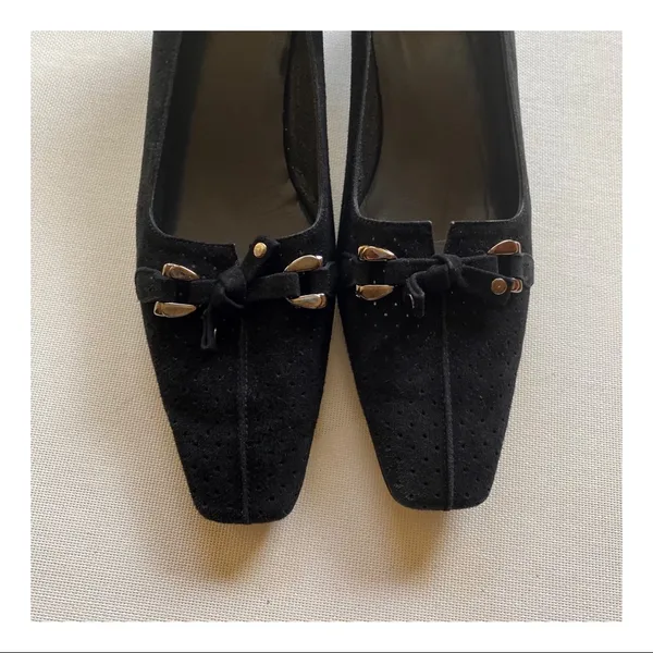 COPY - Stuart Weitzman Perforated Suede Kitten Heels - Image 3