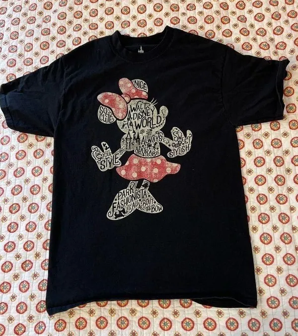 Disney Parks Minnie Mouse Black Print T Shirt Size Medium / Large - Image 6