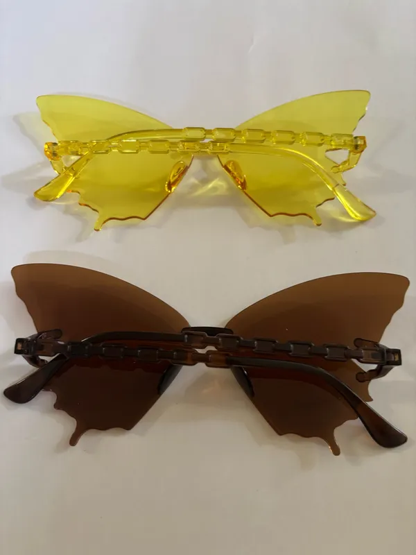 2 Pairs Butterfly Sunglasses Thin(Brand New) Yellow - Image 3