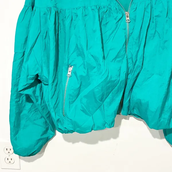 Free People Womans XS Dark Green‎ Balloon Sleeve Bomber Puff Jacket - Image 2