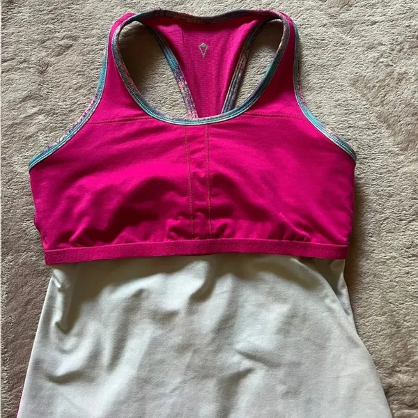 Ivivva Women’s Tank Top Open Back Blue/Pink Built in‎ Bra Size Xs - Image 5