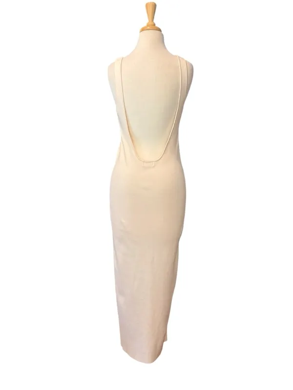 MESHKI Amara Scoop Neck Low Back Knit Maxi Dress Cream Size Medium NWOT - Image 3