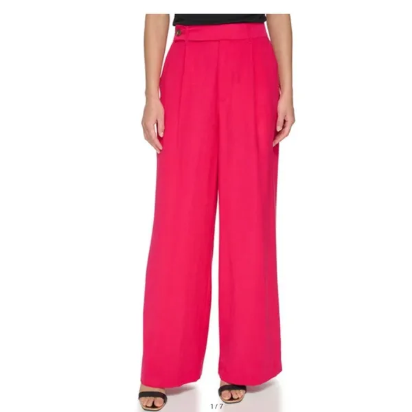 DKNY Frosted Wide Leg Twill‎ Trousers Size 2 - Image 2