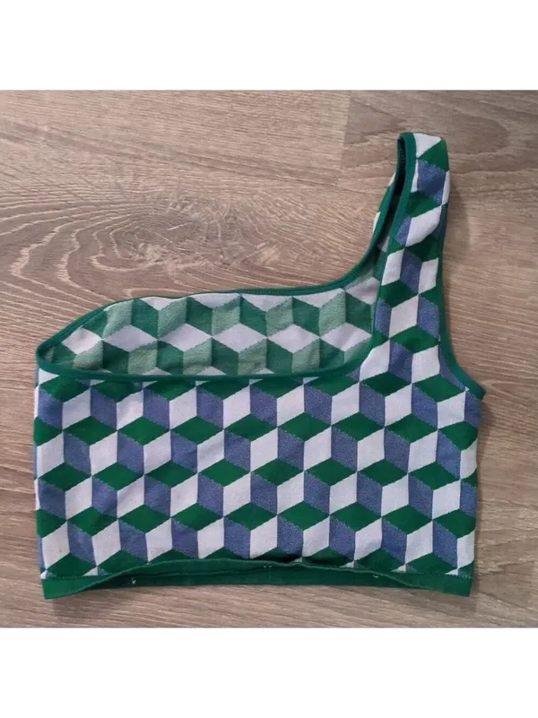 Free People Movement Free Throw One Shoulder Jacquard Sports Bra Bralette M/L - Image 4