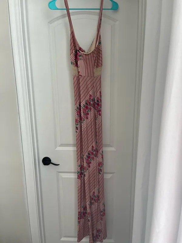 Blue Blush Lace Rose Knit Maxi Dress - Image 5