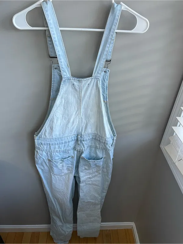 Forever 21 Light Blue Distressed Denim Overalls - Image 5