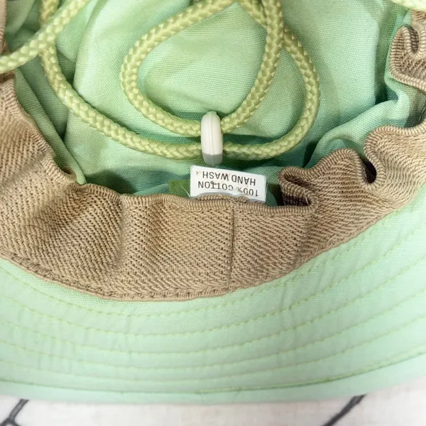 FADED Sloggers Sun Hat OS Mint‎ Green Cotton Wide Brim Chin Strap Gardening - Image 6