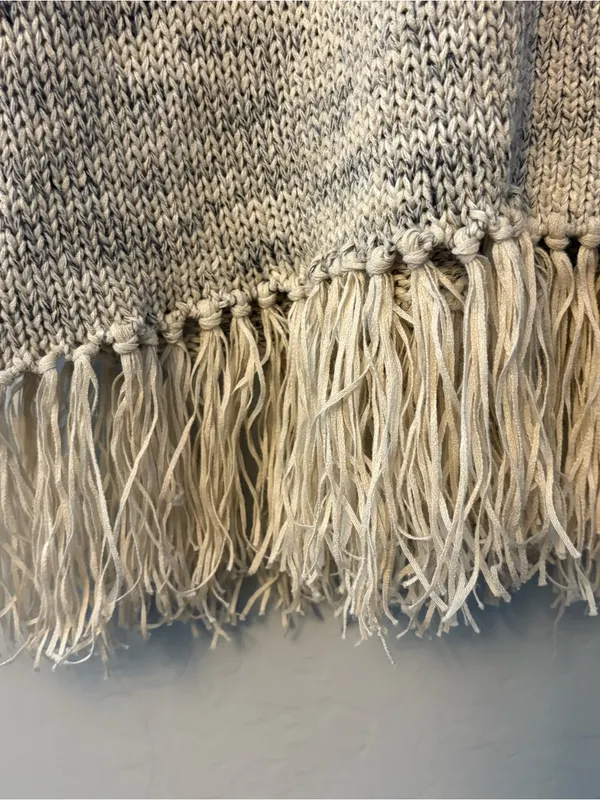 Joie Sona open front fringe hem linen blend open cardigan sweater medium - Image 10