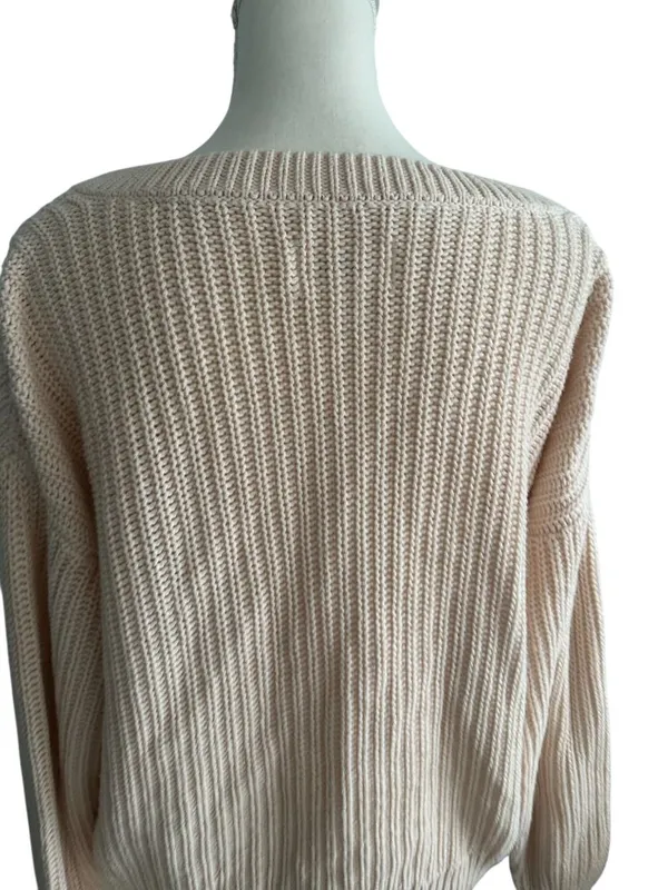 VS PINK Cream Cable Knit V Neck Sweater Size S - Image 6