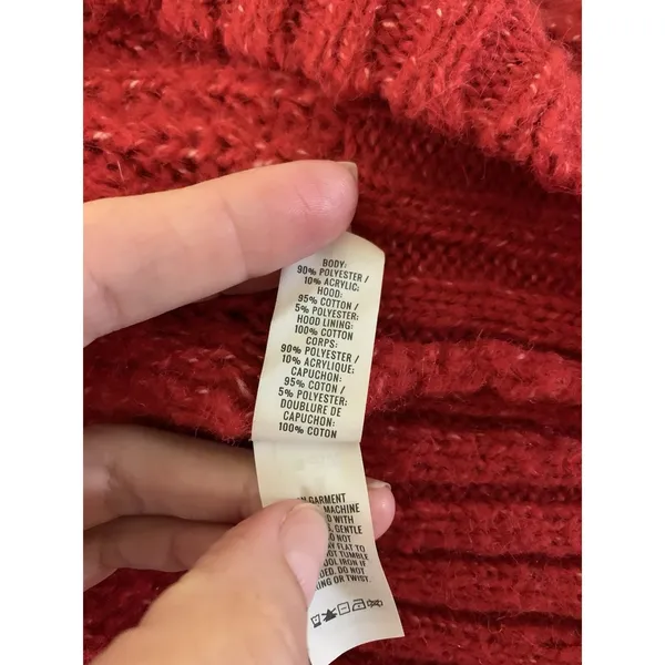 Offline By Aerie Red Knit Hoodie Sweater Chunky‎ Cozy Pullover M - Image 4