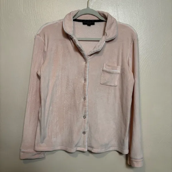 House of Harlow 1960 Rose Velour‎ Knit Pajama Top Women's Medium Pink - Image 6