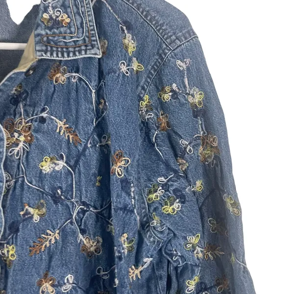 Jane‎ Ashley Vintage 90s Women's Size Large Embroidered Denim Shacket Button Up - Image 4