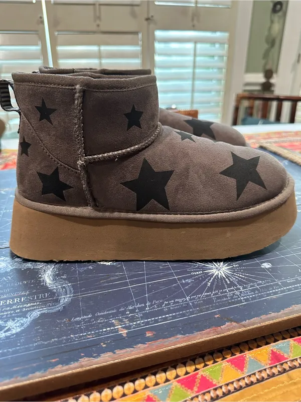 Steve Madden “Chels” Charcoal Star Suede Platform Boots – Size 8 - Image 2