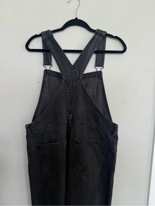 Free People We the Free Washed Black Overalls size Medium - Image 4