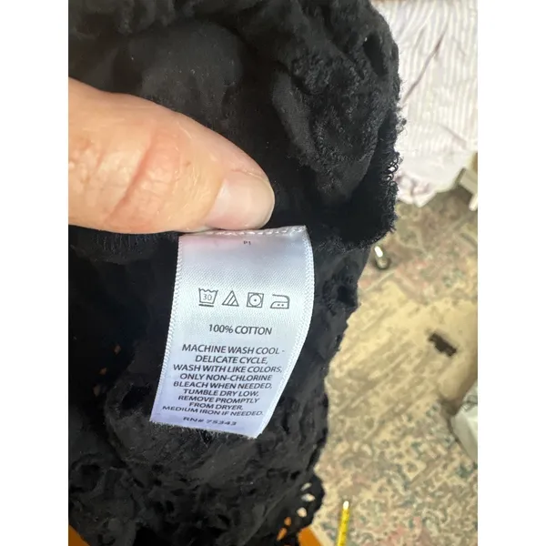 Caroline Constas Black‎ Cotton Eyelet Peplum Maxi Dress Small Smocked Back 53in - Image 7