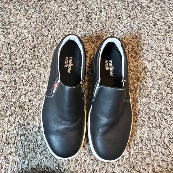 Mellow Walk Jessica Black Leather Steel Toe Safety Slip On Shoes Womens 6 482072 - Image 2