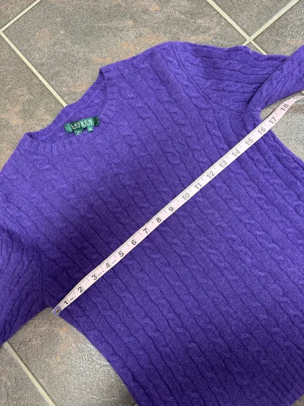 Lauren Ralph Lauren LRL Cable Knit Long Sleeve Pullover Sweater Purple Medium - Image 9