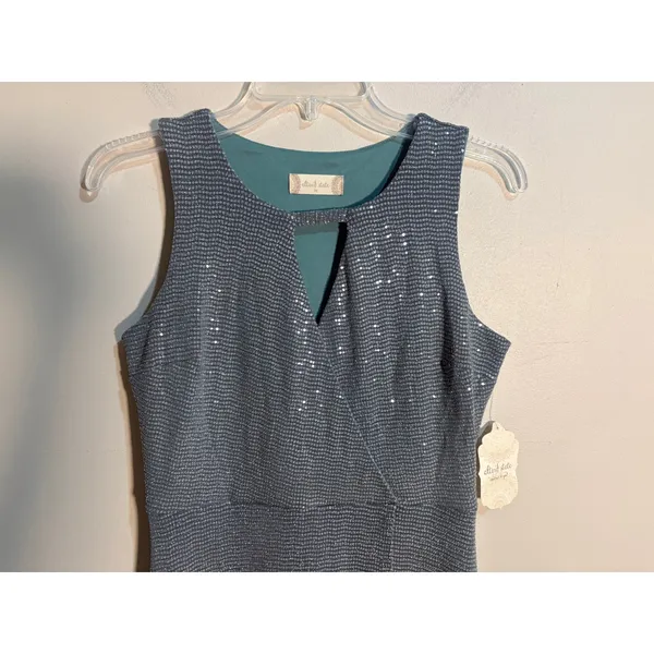 Altar'd State Bluebell Sequin Dress M Blue‎ NEW Faux Wrap Metallic Keyhole - Image 7