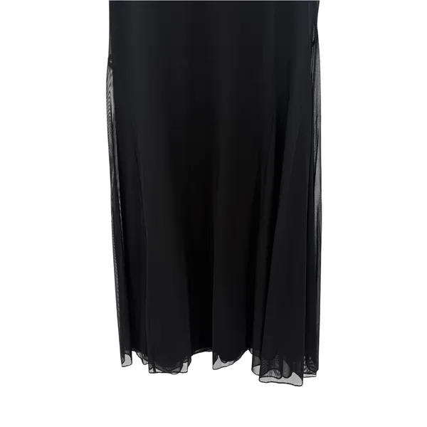 Tadashi Shoji Vintage 90s Sheer Mesh Overlay Formal Maxi Skirt Black Size Medium - Image 3