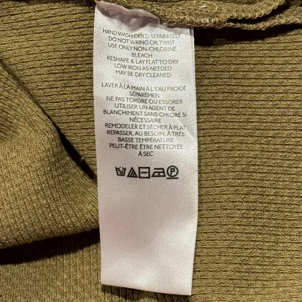 We The Free People Mikah Top Thermal Army Green Contrast Sleeve Boho Y2K Indie M - Image 5