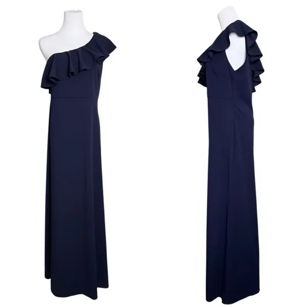 Lulu's Forever Ruffle One Shoulder‎ Trumpet Dress Navy XL Sexy Cruise Date Night - Image 2