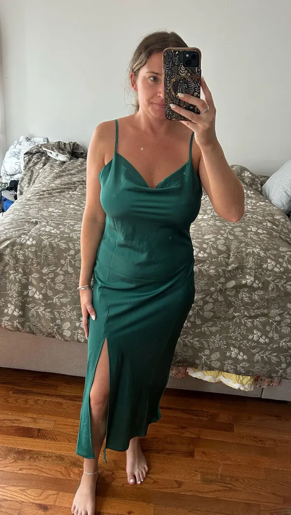 Emerald green slip dress - Image 2