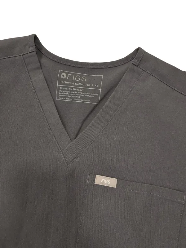 Figs Technical Collection Women’s XS Graphite V-Neck Scrub Top With Pocket - Image 4
