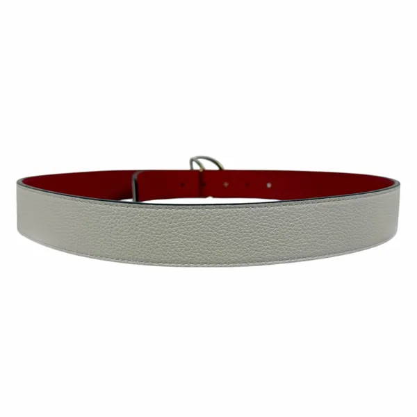 Christian Louboutin CL Logo Calf Leather Belt Leche White Size 90/36 - Image 7