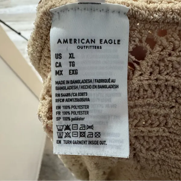 AE American Eagle Cropped Pointelle Crew‎ Neck Sweater XL - Image 6