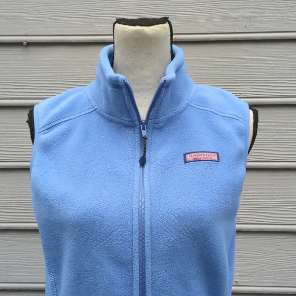 Vineyard Vines Light Blue Fleece Vest - Image 2