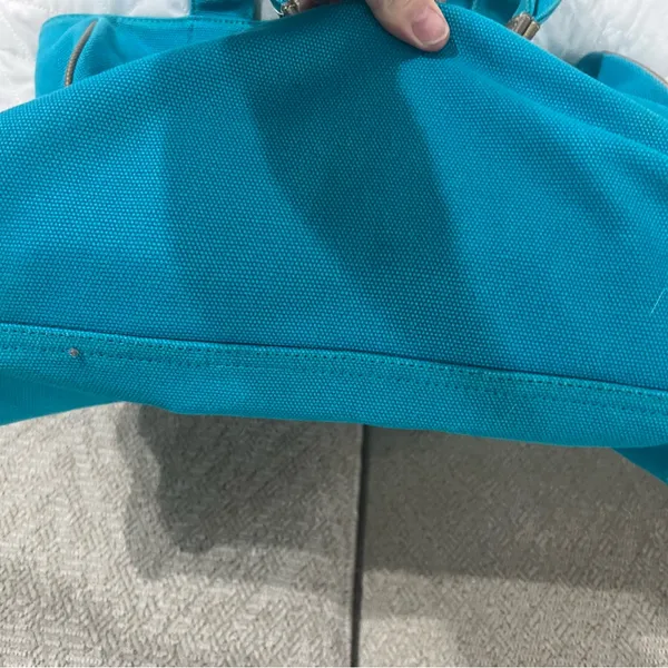 Vintage Rare Kate Spade Aqua turquoise Yo OKO Gold Canvas Bag - Image 8