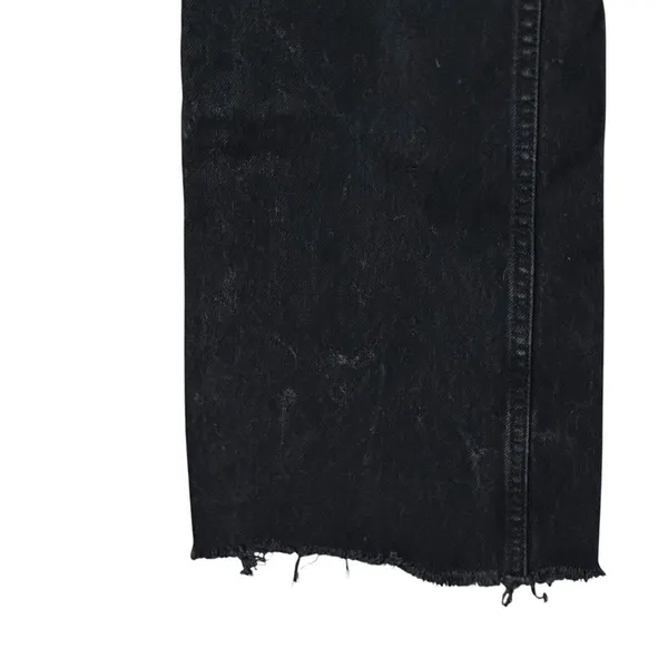 ZARA‎ Black Rigid Denim High Rise Ripped Distressed Wide Leg Full Length Jeans 4 - Image 4