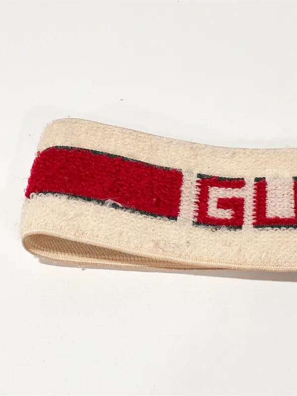 Gucci Web Logo Headband Terry Cloth Stretch Red Stripe - Image 2