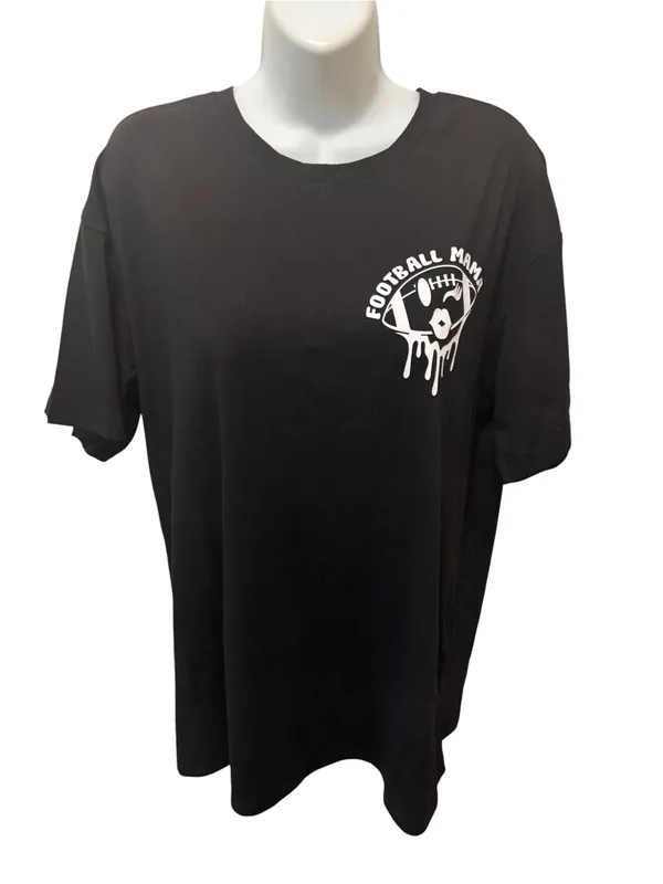 New Football Mama Novelty T-Shirt Sz M Black Crewneck Short Sleeve Loud Mouth - Image 2