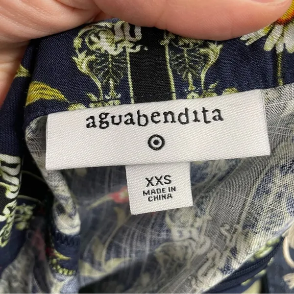 Agua Bendita X Target Blue Ruffled Ditsy Floral Mini Dress XXS Tiered Boho - Image 11