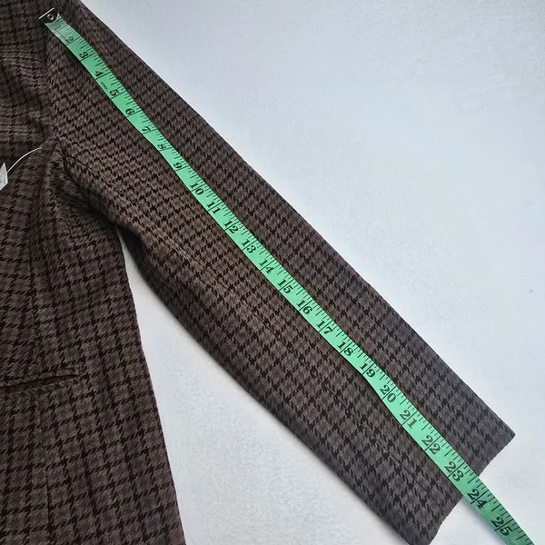 Old Navy NWT Pixie Blazer Womens Brown Houndstooth Collarless‎ Jacket Large - Image 11
