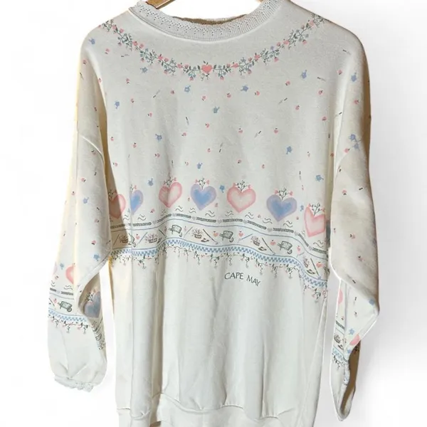 Vintage Sweatshirt Farmhouse Cape May Floral Rustic 80s Grandmacore Cottagecore - Image 4